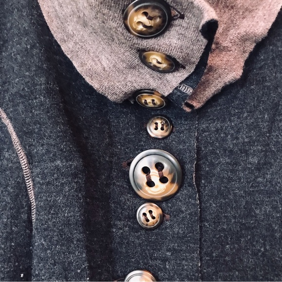 Anthro Casch Gro Wool Cardigan Boho Sweater Knit Wool Buttons High Collar Top M - Picture 7 of 16